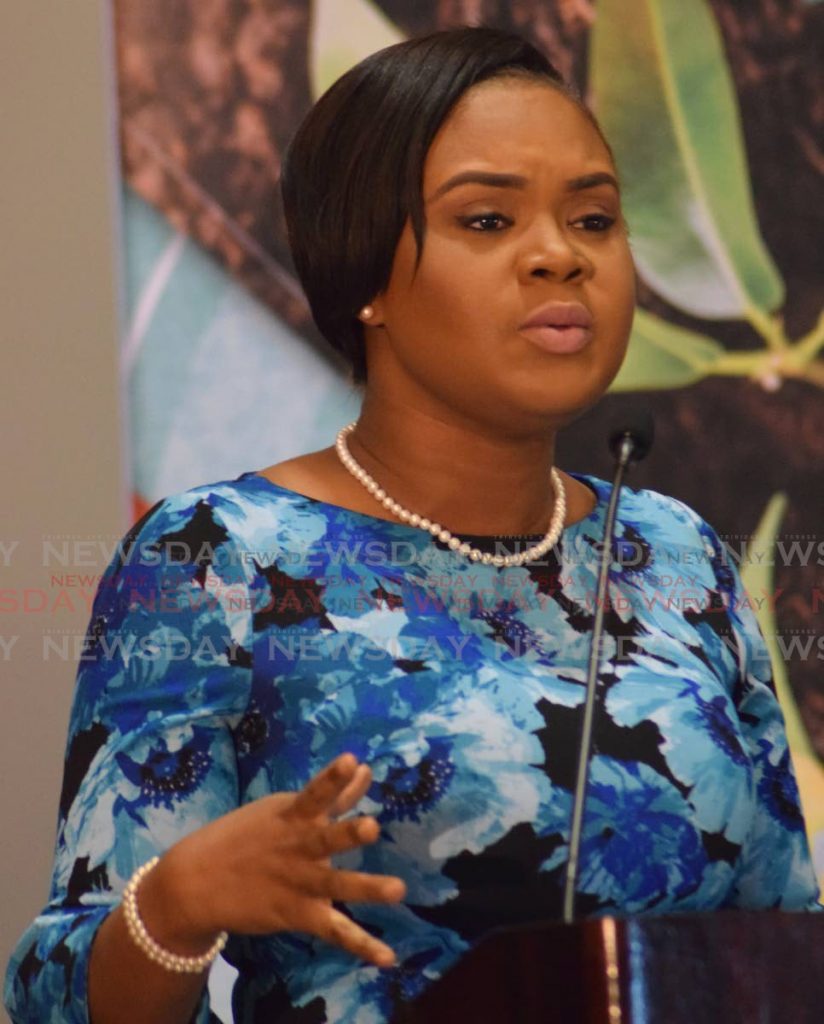 Minister of Sport and Youth Affairs Shamfa Cudjoe speaking during a recent event. PHOTO BY VIDYA THURAB. - Vidya Thurab