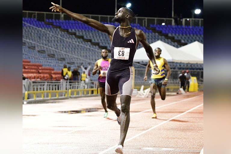 FLASHBACK: Jereem “The Dream” Richards salutes the crowd as he crosses the line to win the men’s 400 metres final on day two of the 2024 NGC/NAAATT National Championships at the Hasely Crawford Stadium, in Port of Spain, on June 29. Richards stopped the clock at 44.72 seconds.  @Caption:—Photo: DENNIS ALLEN  for @TTGameplan (Image obtained at trinidadexpress.com)