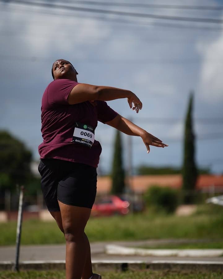 Burnley Athletic Club's Peyton Winter hurls the discus during the first meet in the Keshorn Walcott Golden League Atletics series at Eddie Hart Grounds in Tacarigua on December 7. Photo courtesy Golden League Atletics . - (Image obtained at newsday.co.tt)